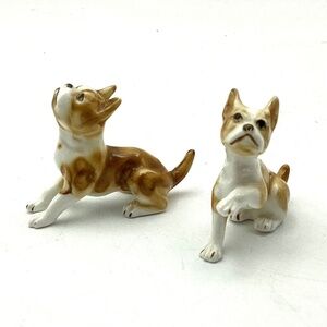 Shiken Dog Figurines.  Bone China. Japan
